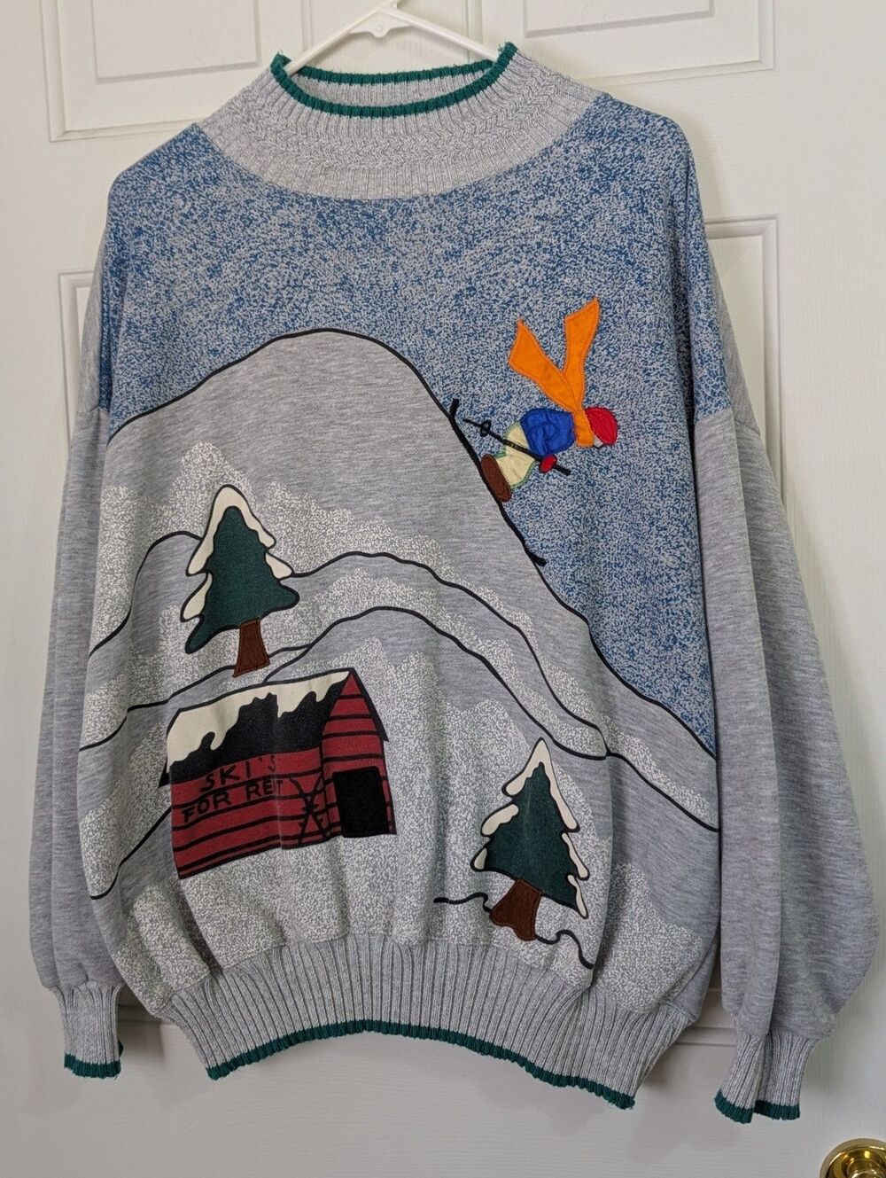 Silvercord Sweater Womens 20 Gray Blue Winter Snow Ski Cabincore Cottage